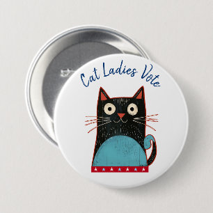 Macaron Rond 7,6 Cm Cat Ladies Vote Script Rustique Bold mignon Patrio