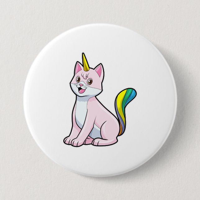 Macaron Rond 7,6 Cm Cat Unicorn (Devant)