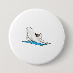 Macaron Rond 7,6 Cm Cat Yoga Méditation Fitness