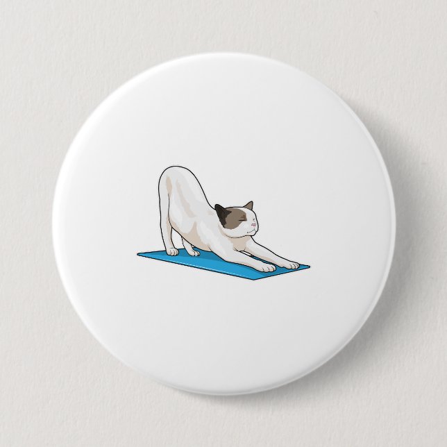 Macaron Rond 7,6 Cm Cat Yoga Méditation Fitness (Devant)
