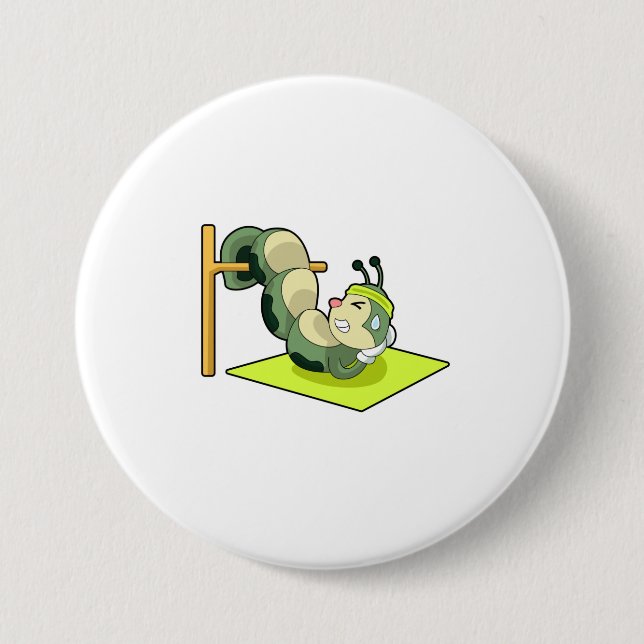 Macaron Rond 7,6 Cm Caterpillar ABS Workout Fitness (Devant)