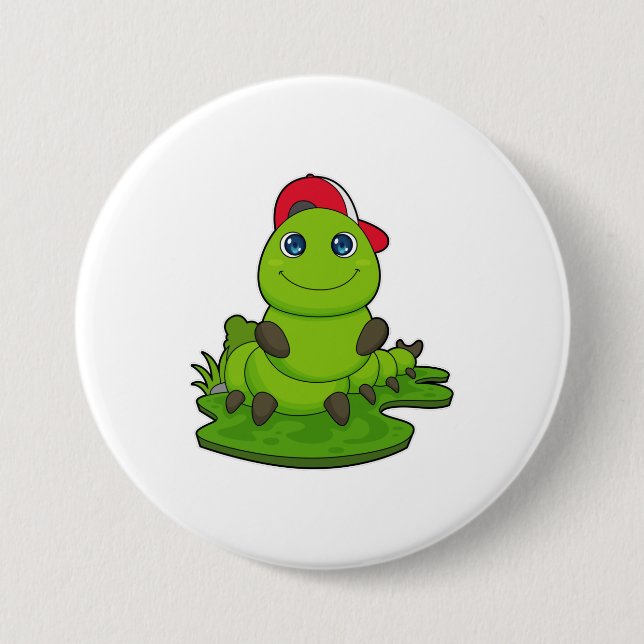 Macaron Rond 7,6 Cm Caterpillar avec Casquette (Devant)