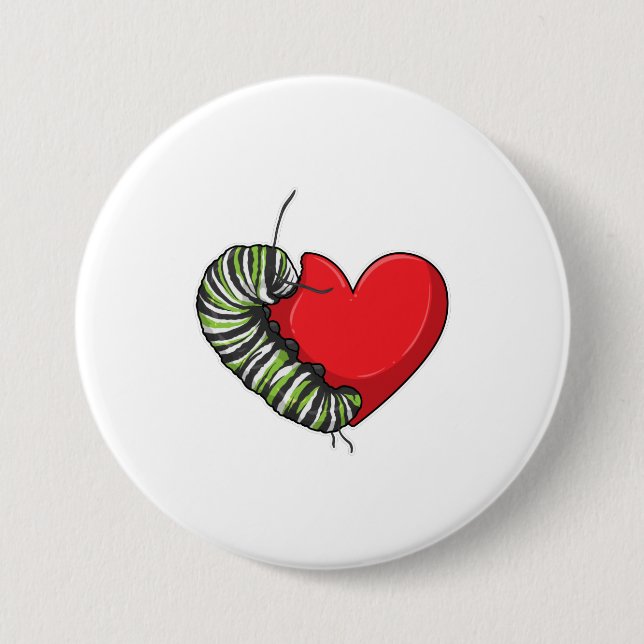 Macaron Rond 7,6 Cm Caterpillar love heart (Devant)