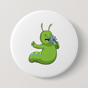 Macaron Rond 7,6 Cm Caterpillar with Flower