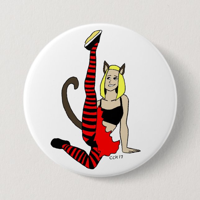 Macaron Rond 7,6 Cm catgirl (Devant)