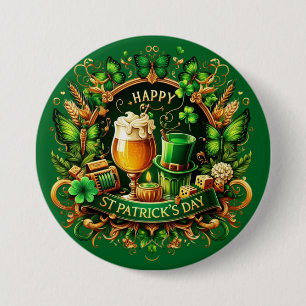 Macaron Rond 7,6 Cm Célébration de la Saint-Patrick ornée d'or et de v