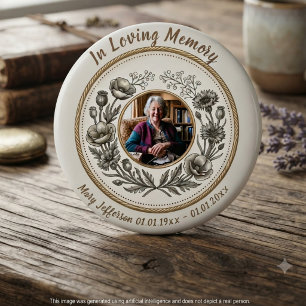 Macaron Rond 7,6 Cm Célébration de la vie commémorative botanique vint