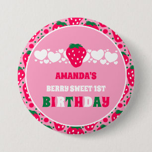 Macaron Rond 7,6 Cm Célébration du premier anniversaire à la fraise