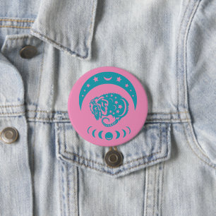 Macaron Rond 7,6 Cm Céleste Crécent Lune Possum Nature Whimsical