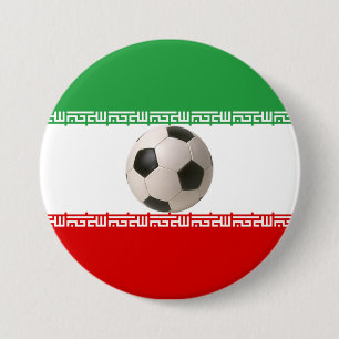 Macaron Rond 7,6 Cm Centre de football du drapeau iranien