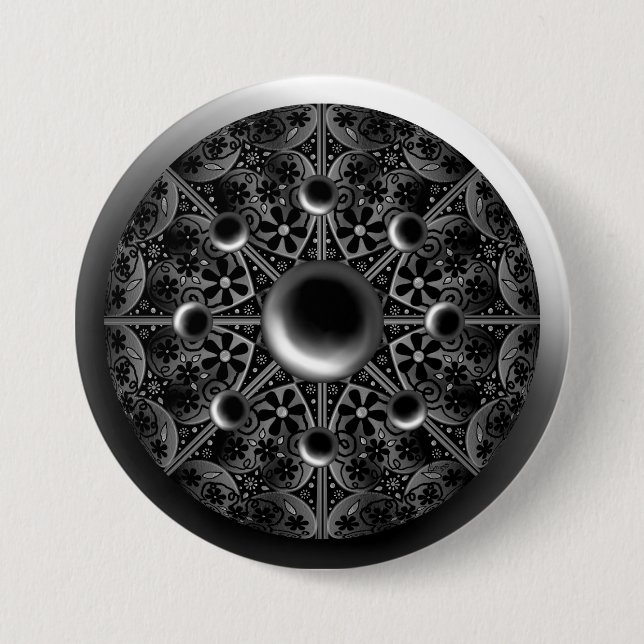 Macaron Rond 7,6 Cm Céramique noir (Devant)