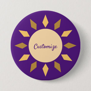 Macaron Rond 7,6 Cm Cercle solaire géométrique Thunder_Cove