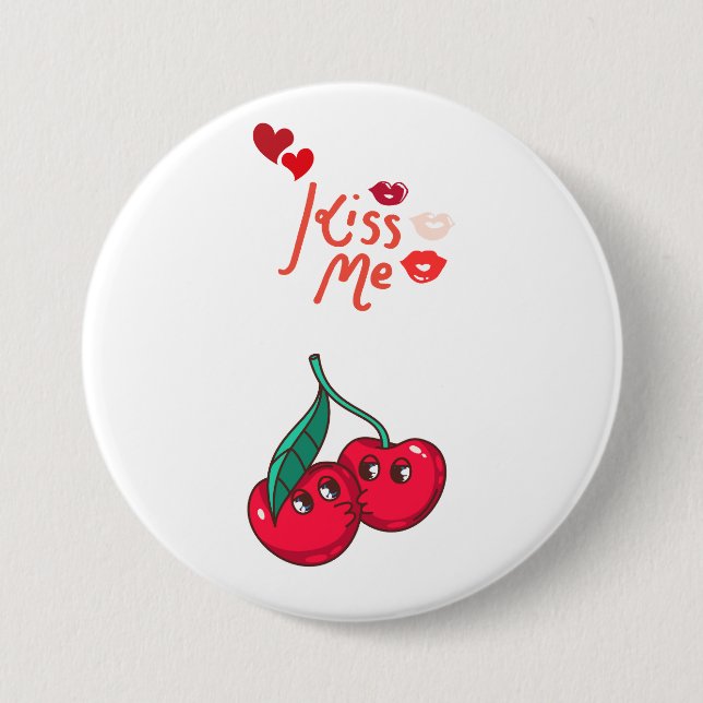 Macaron Rond 7,6 Cm Cerises amusantes en amour (Devant)