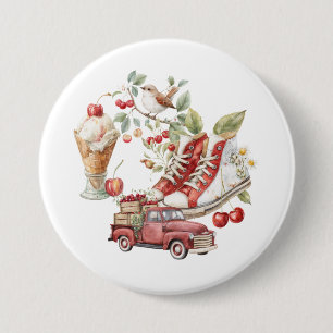 Macaron Rond 7,6 Cm Cerises Douces d'Été