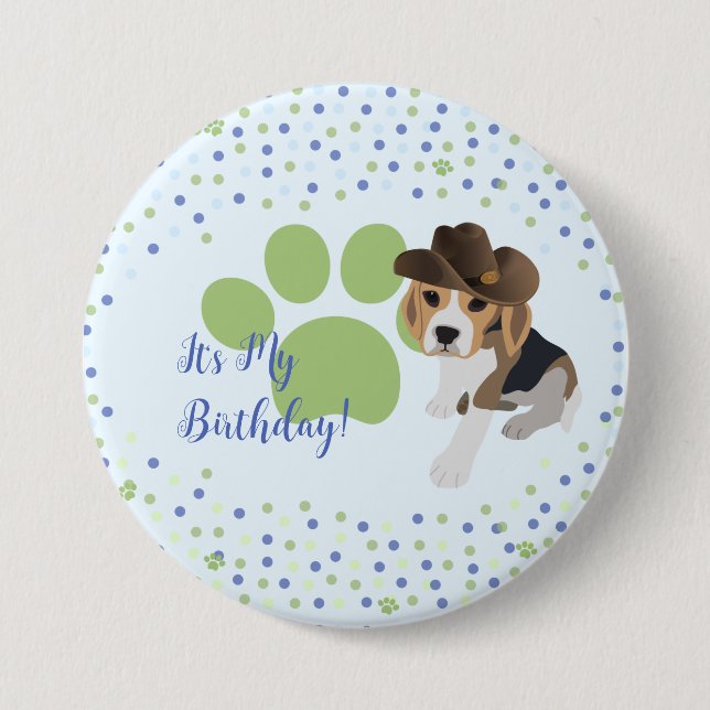 Macaron Rond 7,6 Cm C'est mon Beagle Anniversaire Puppy Kids Cute Butt (Devant)