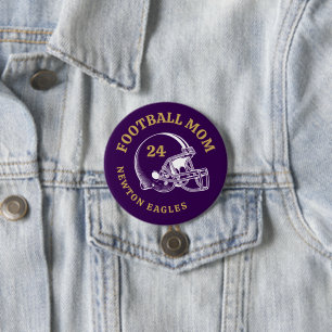 Macaron Rond 7,6 Cm Chaîne de football maman Vintage de football Perso