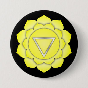 Macaron Rond 7,6 Cm Chakra Yellow Solar Zen Yoga Méditation spirituell