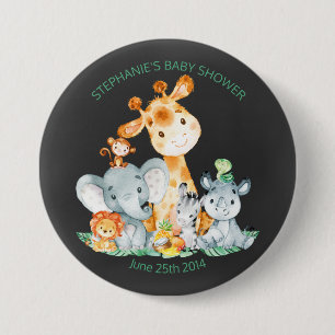 Macaron Rond 7,6 Cm Chalkboard Watercol Cute Safari Jungle Baby shower