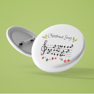 Macaron Rond 7,6 Cm Chanson de Noël chant des oiseaux