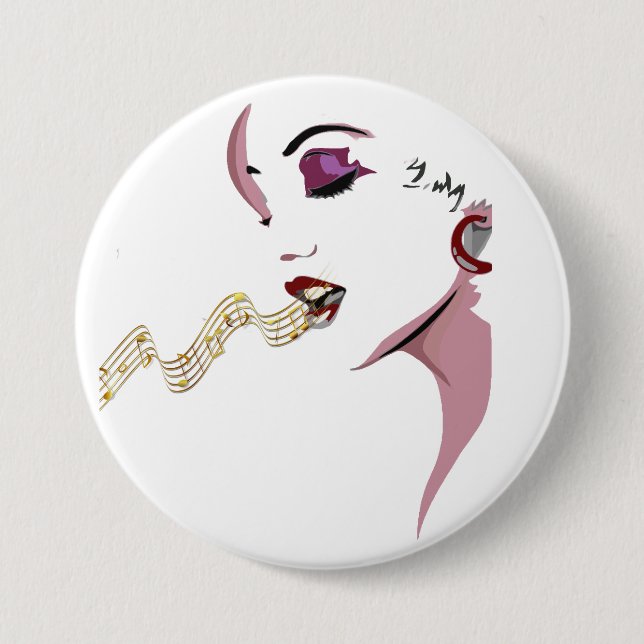 Macaron Rond 7,6 Cm chanteur de l'insigne de joie (Devant)