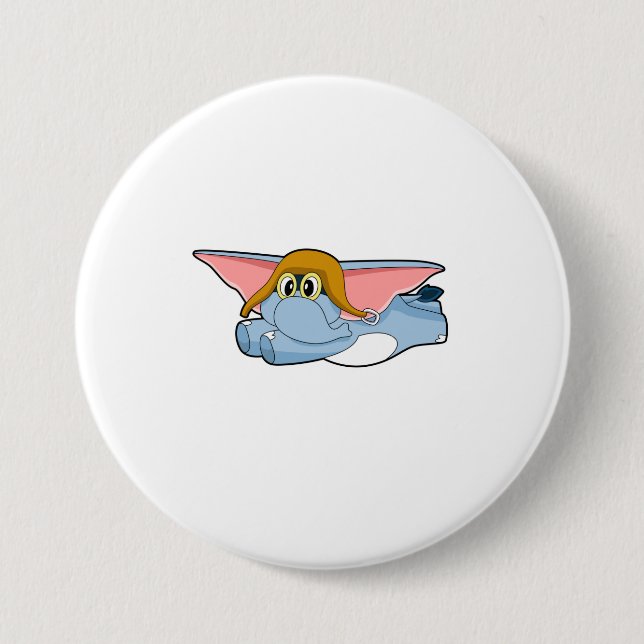 Macaron Rond 7,6 Cm Chapeau de pilote d'éléphant (Devant)