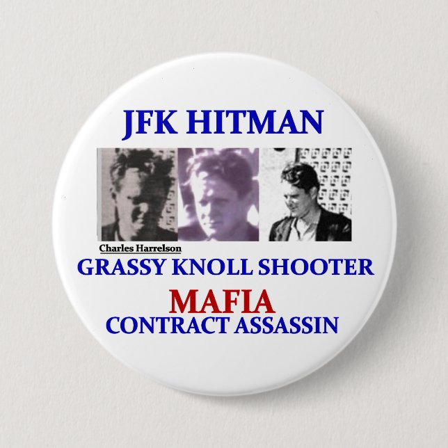 Macaron Rond 7,6 Cm Charels Harrelson : Hitman de JFK (Devant)