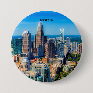 Macaron Rond 7,6 Cm Charlotte, NC photo de la ligne aérienne