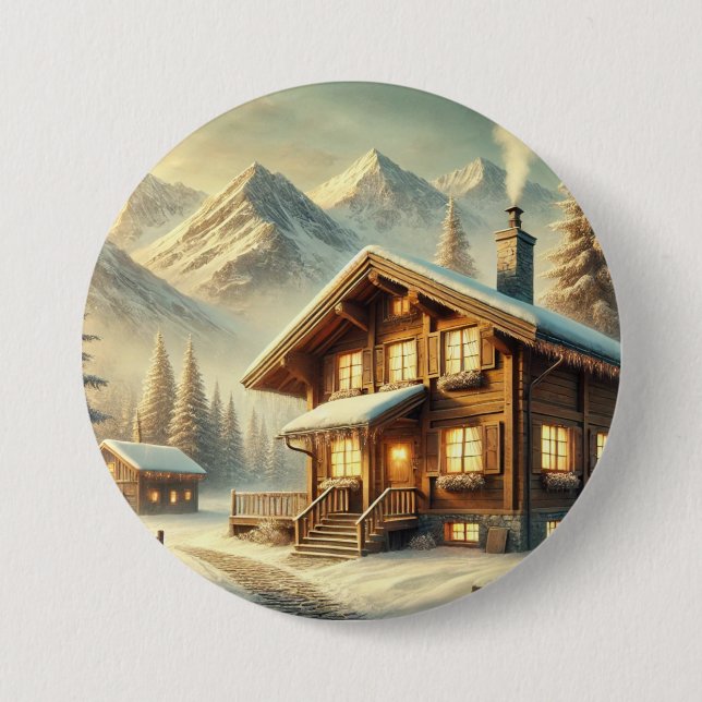 Macaron Rond 7,6 Cm Charme alpin (Devant)