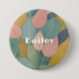Macaron Rond 7,6 Cm Charpente capricieuse : Pastel Feuilles