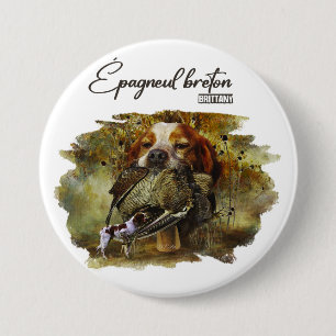 Macaron Rond 7,6 Cm Chasse à la bécasse avec Bretagne Spaniel