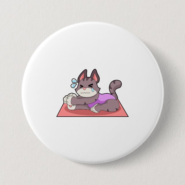 Macaron Rond 7,6 Cm Chat à Yoga Fitness (Devant)