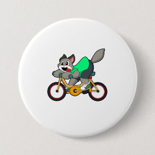 Macaron Rond 7,6 Cm Chat avec Bicyclette