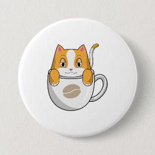 Macaron Rond 7,6 Cm Chat avec café Coupe