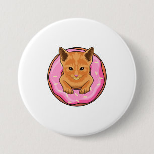 Macaron Rond 7,6 Cm Chat avec Donut