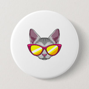 Macaron Rond 7,6 Cm Chat avec lunettes de soleil