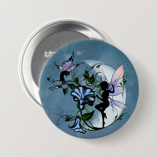 Macaron Rond 7,6 Cm Chat Cosmique et Fée de l'Ombre du Matin