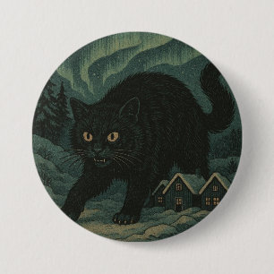 Macaron Rond 7,6 Cm Chat de Noël islandais Yule