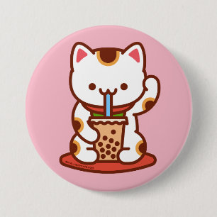 Macaron Rond 7,6 Cm Chat drôle - Bouton - MANEKI-NEKO BOBA KIT-THÉ