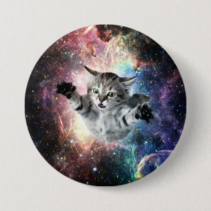Macaron Rond 7,6 Cm Chat drôle dans l'espace