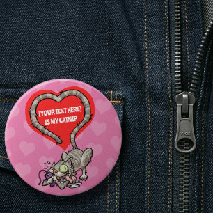 Macaron Rond 7,6 Cm Chat Fou Texte Personnalisé Obsession de l'Herbe à