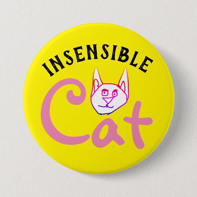 Macaron Rond 7,6 Cm chat insensible (Devant)