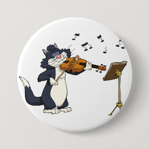 Macaron Rond 7,6 Cm Chat jouant le violon