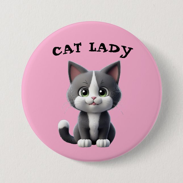 MACARON ROND 7,6 CM CHAT LADY (Devant)
