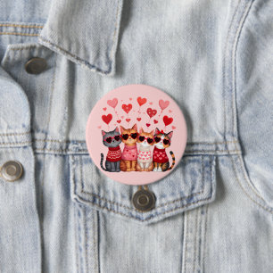 Macaron Rond 7,6 Cm Chats de la Saint-Valentin mignons en lunettes de