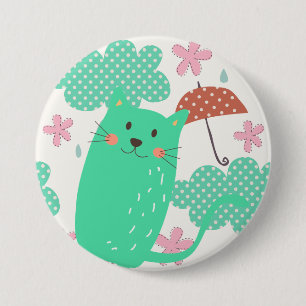 Macaron Rond 7,6 Cm Chats en pluie