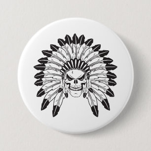 Macaron Rond 7,6 Cm Chef indien du crâne