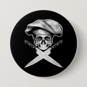 Macaron Rond 7,6 Cm Chef Skull n Knives