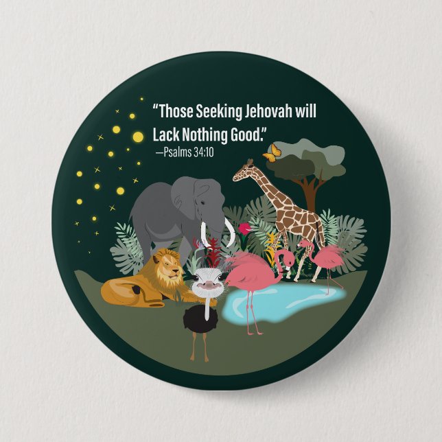 Macaron Rond 7,6 Cm Chercher le bouton Jehovah (Devant)