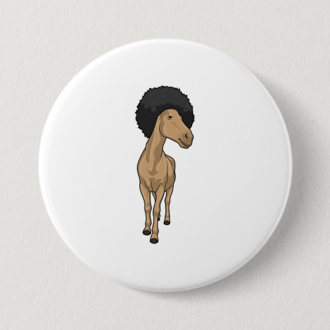 Macaron Rond 7,6 Cm Cheval Afro (Devant)