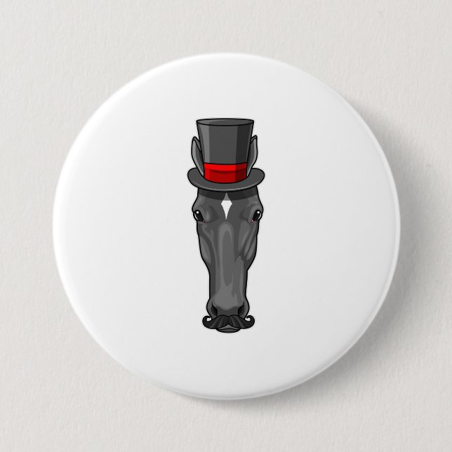 Macaron Rond 7,6 Cm Cheval avec Cylindre (Devant)